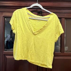 Pilcro v-neck tee; small; bright yellow